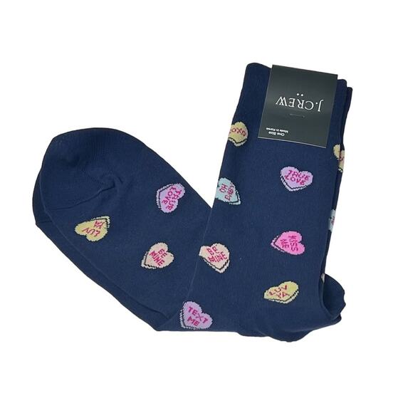 J.Crew Women's Crew Style Socks Love Heart Candy Print OS NWT - Picture 1 of 9